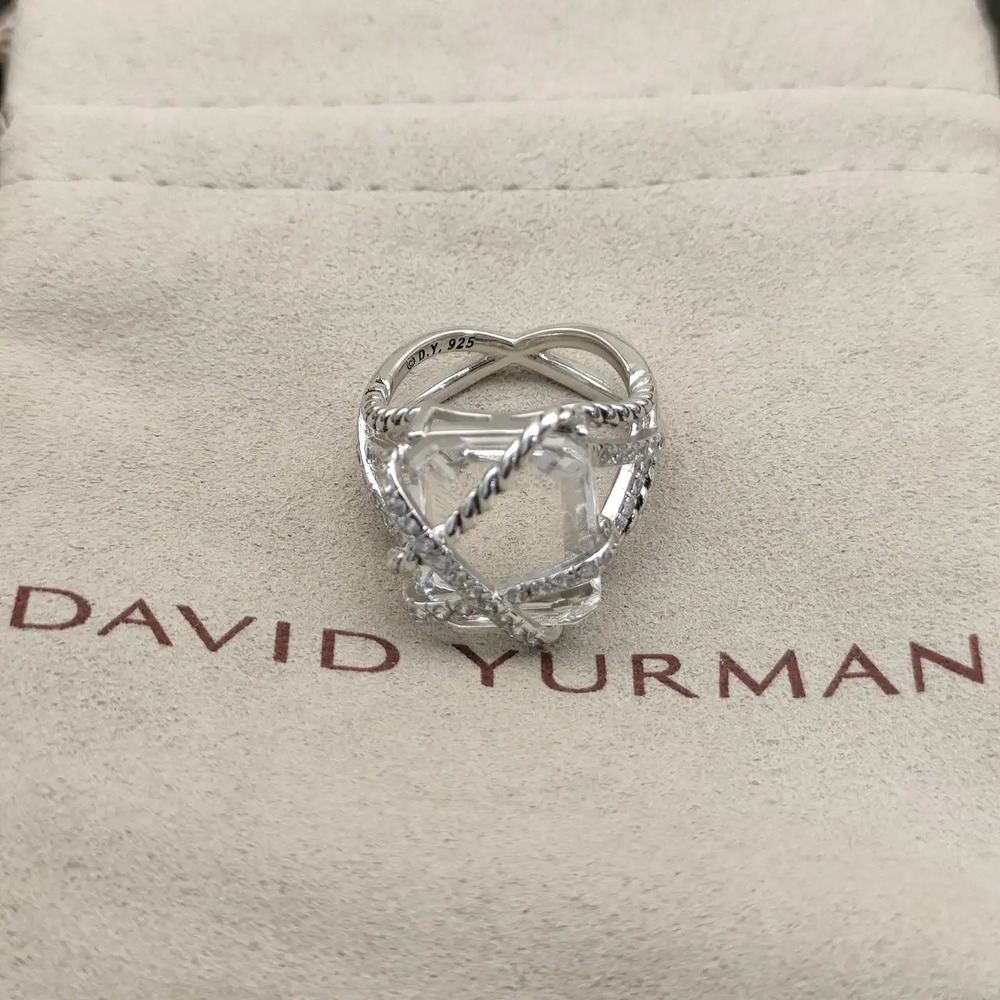 David Yurman Clear Crystal Bezel Gemstone Ring